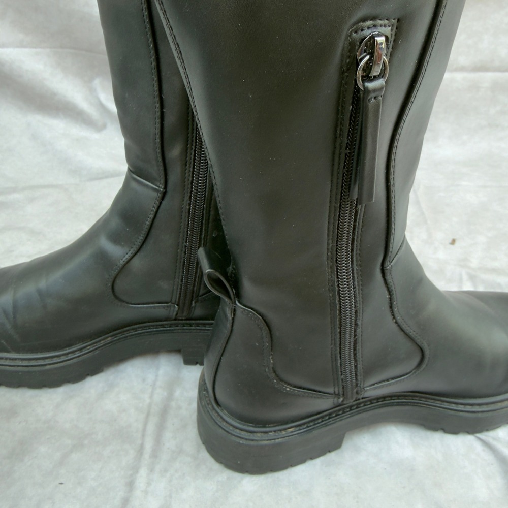 Zara Womens Black Knee High Lug Sole Platform Boots Size 37 2050/210/800 - Picture 5 of 8